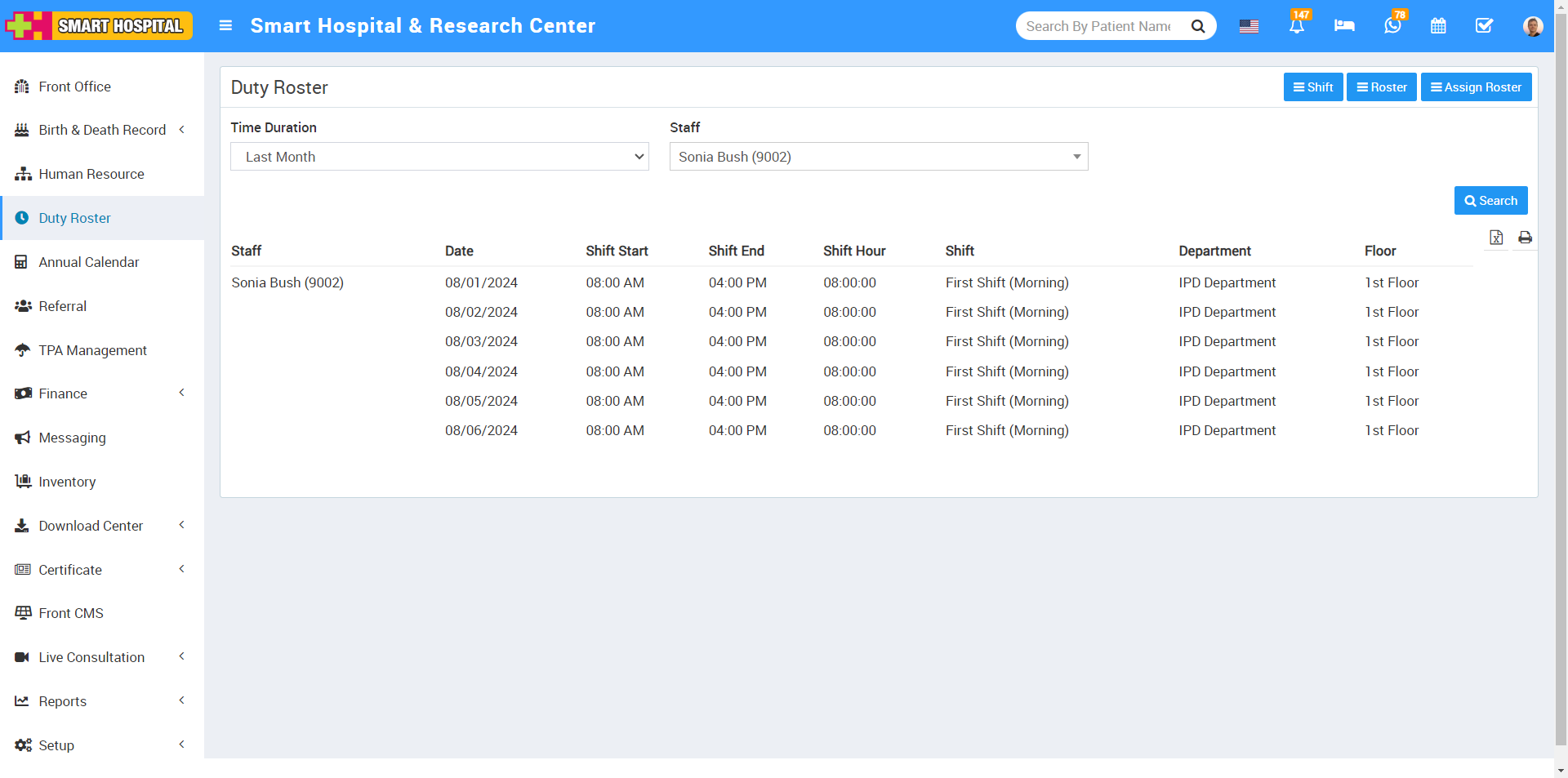 How to search the duty roster? - Smart Hospital : Hospital Management ...