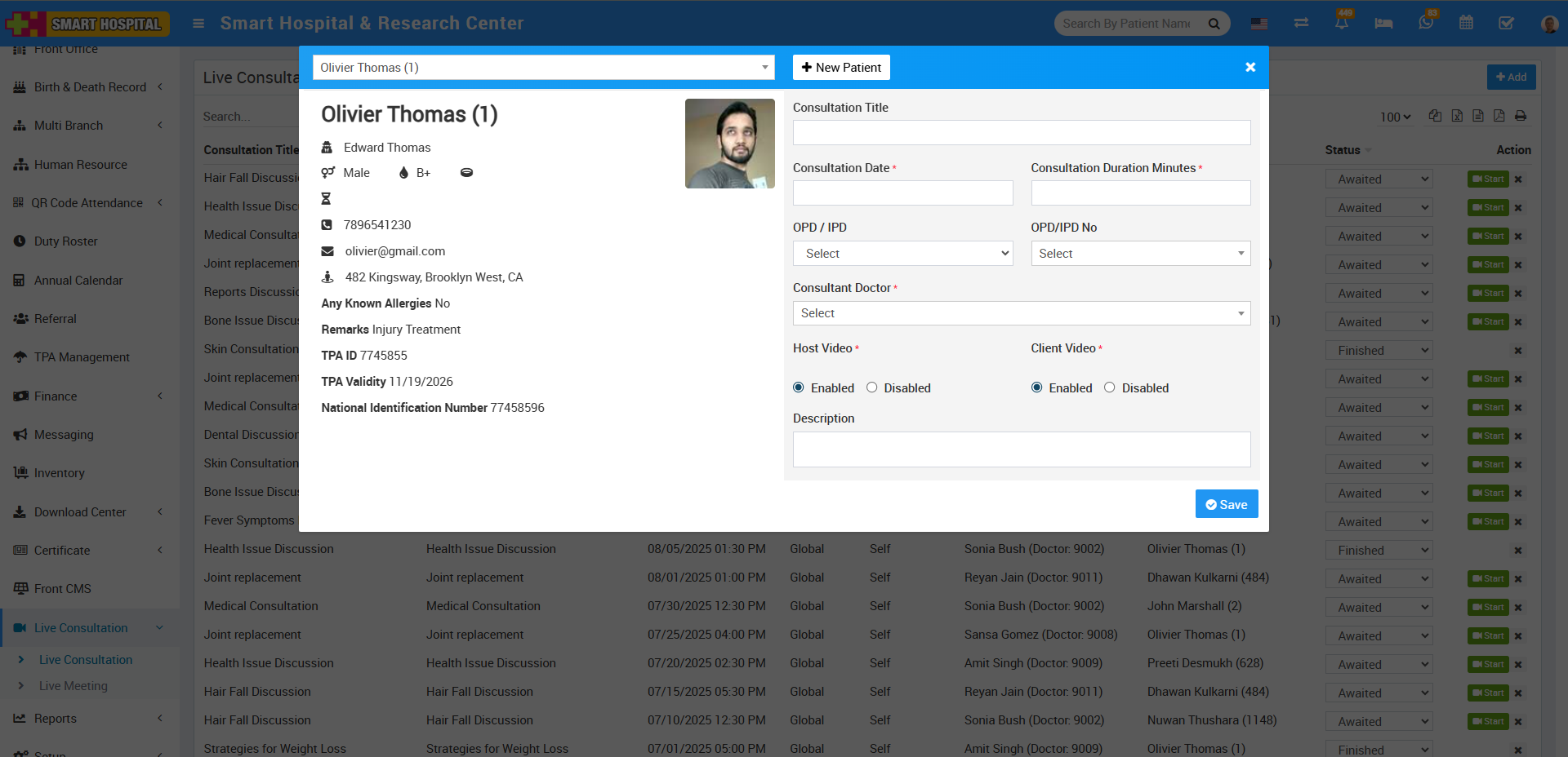 add live consultation