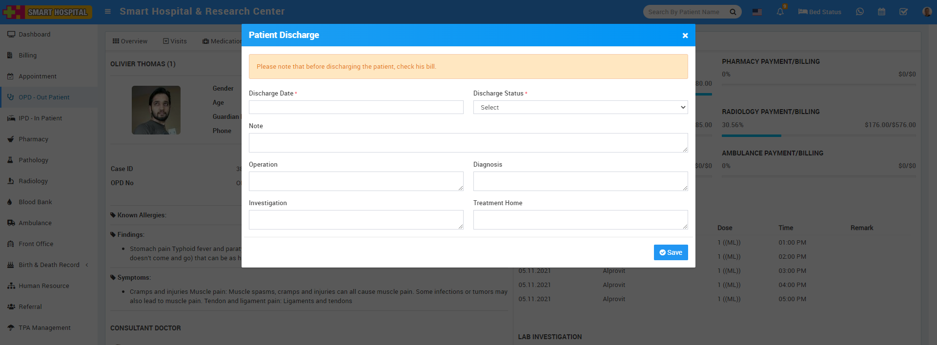 opd discharge patient 