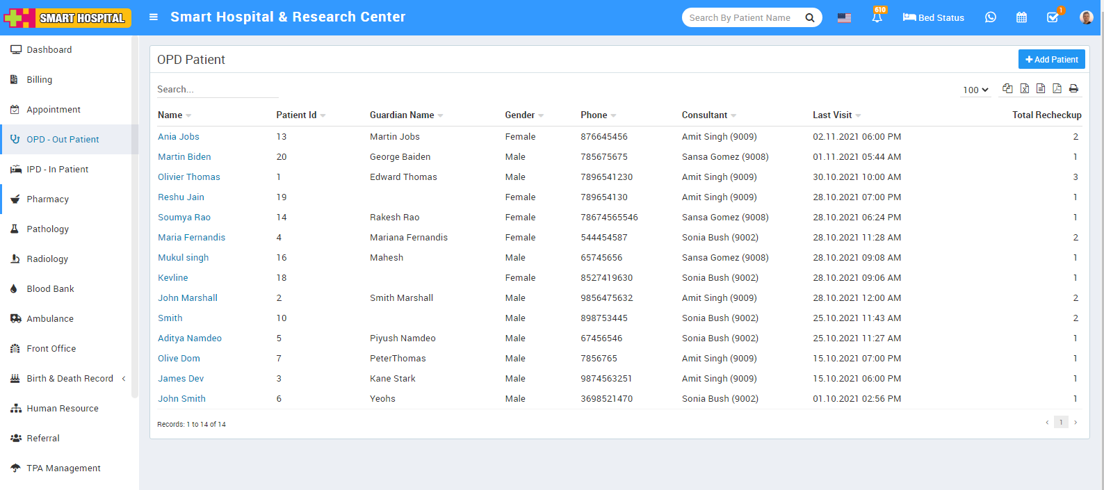 opd list