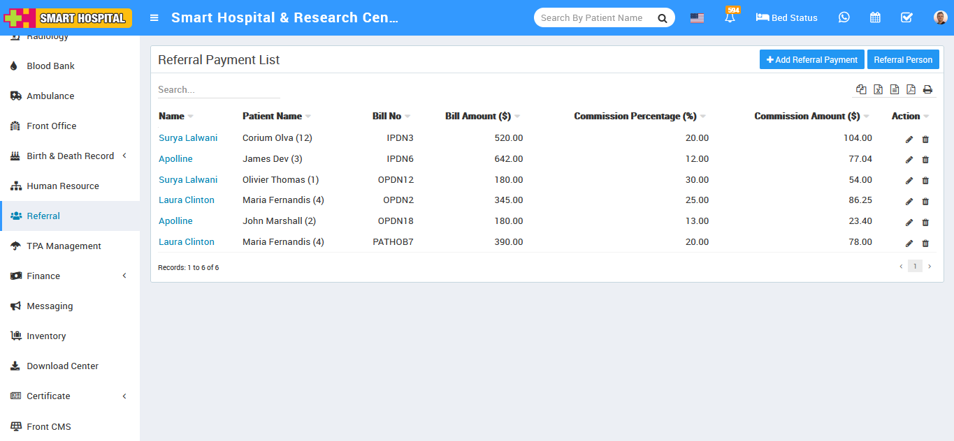 referral payment list